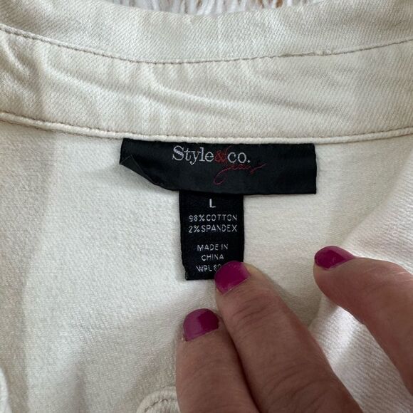 Style & Co. Cream Button-Front Jacket - Picture 7 of 9